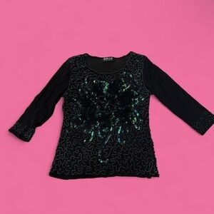 Black sequin long sleeve top sequins